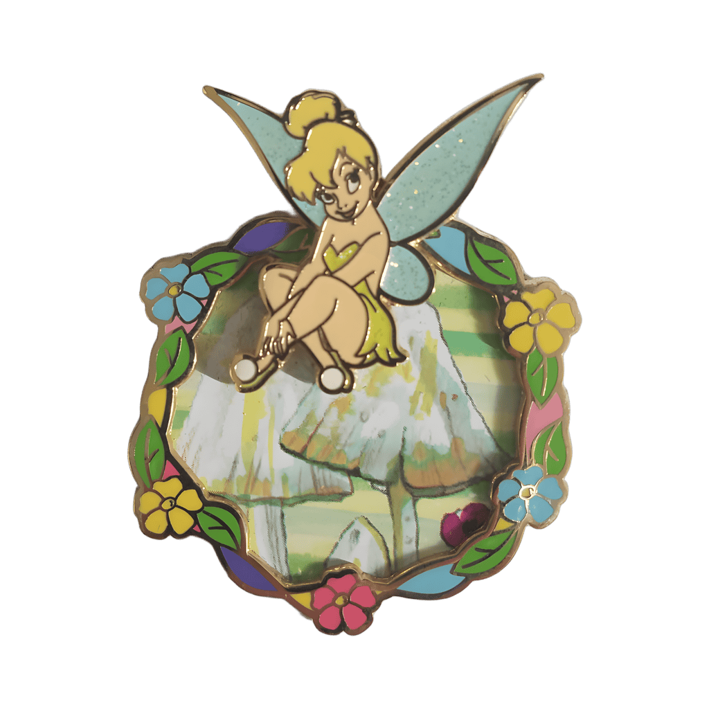 Tinker Bell with Round Floral Frame and Mushrooms Disney pin