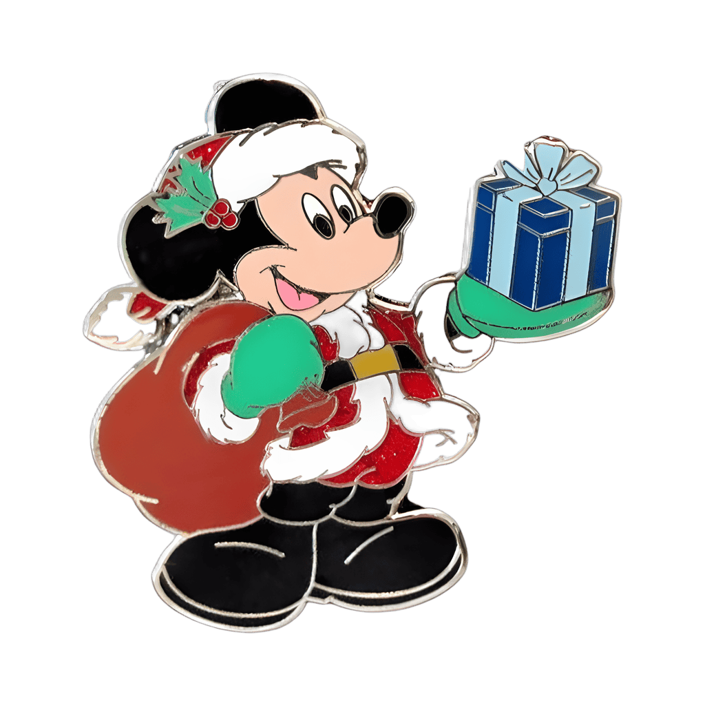 Santa Mickey Mouse holding a Blue Gift Disney pin