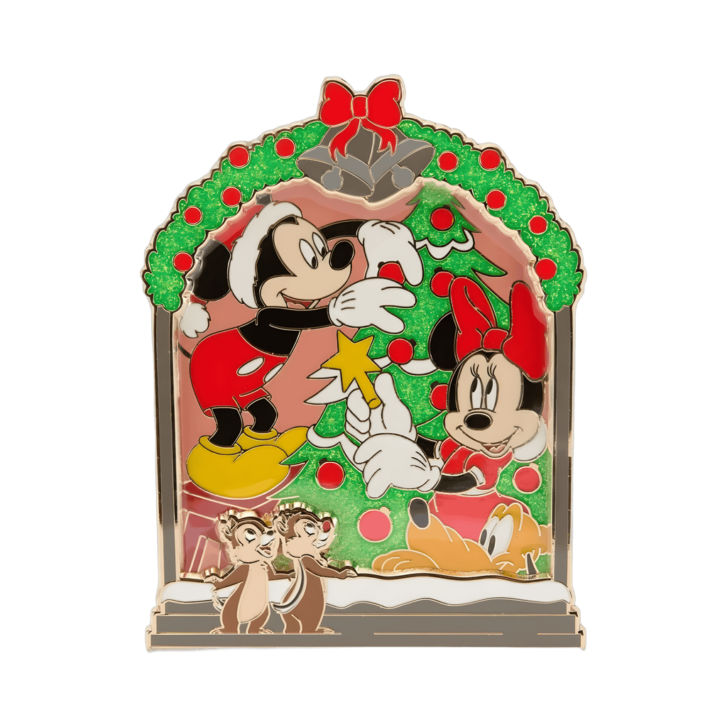 Santa Mickey & Friends Decorating Christmas Tree Window Jumbo Disney pin
