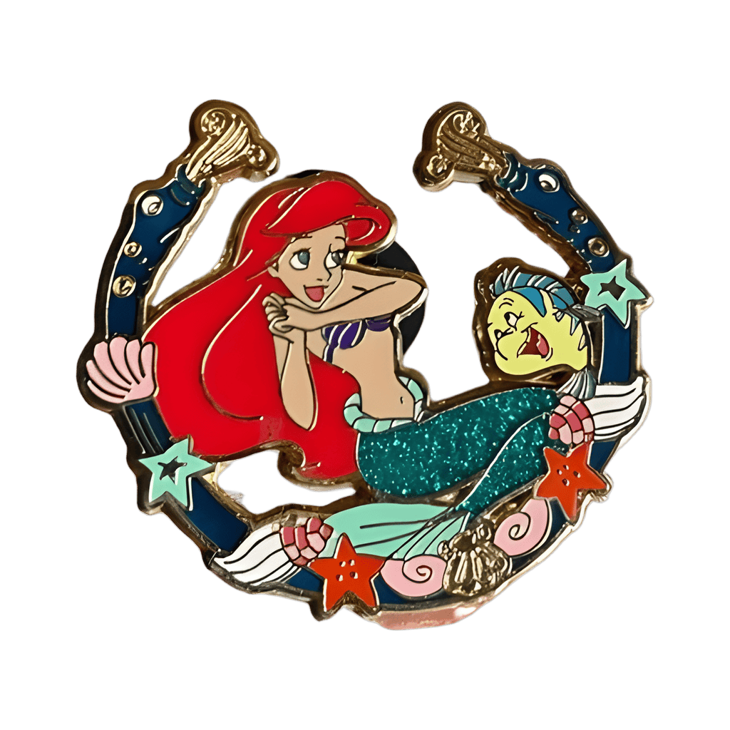Ariel with vine and Flounder in Horseshoe frame Disney pin