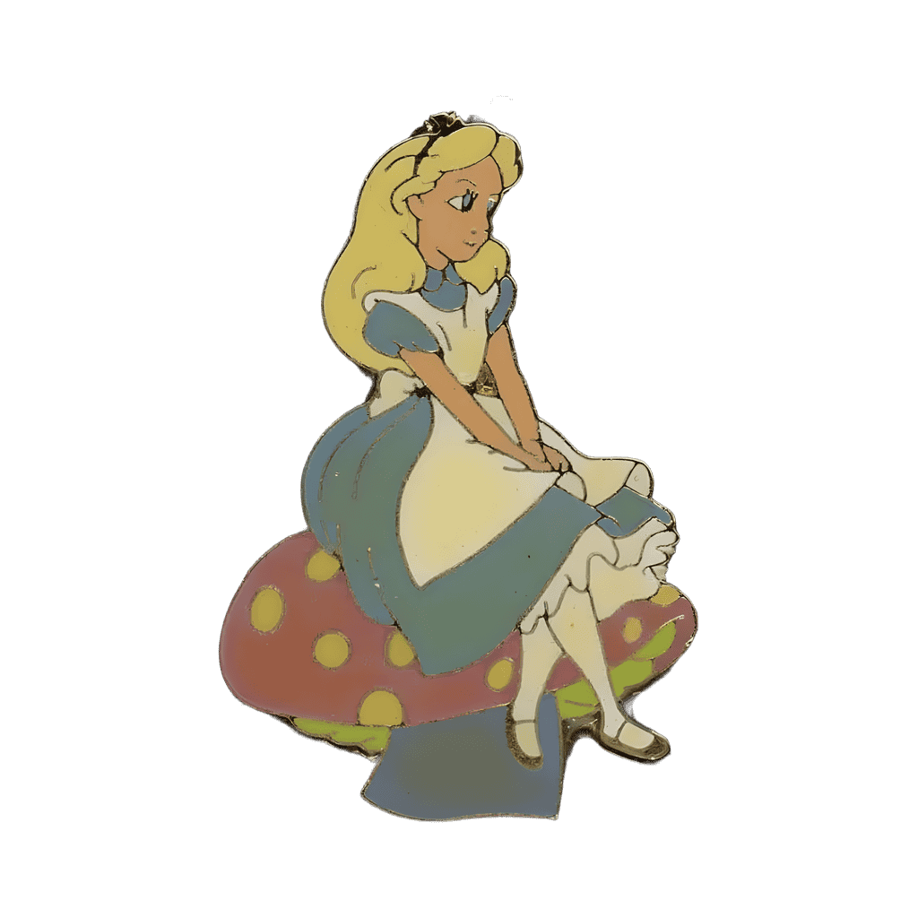 Alice Sitting on a Mushroom Disney pin