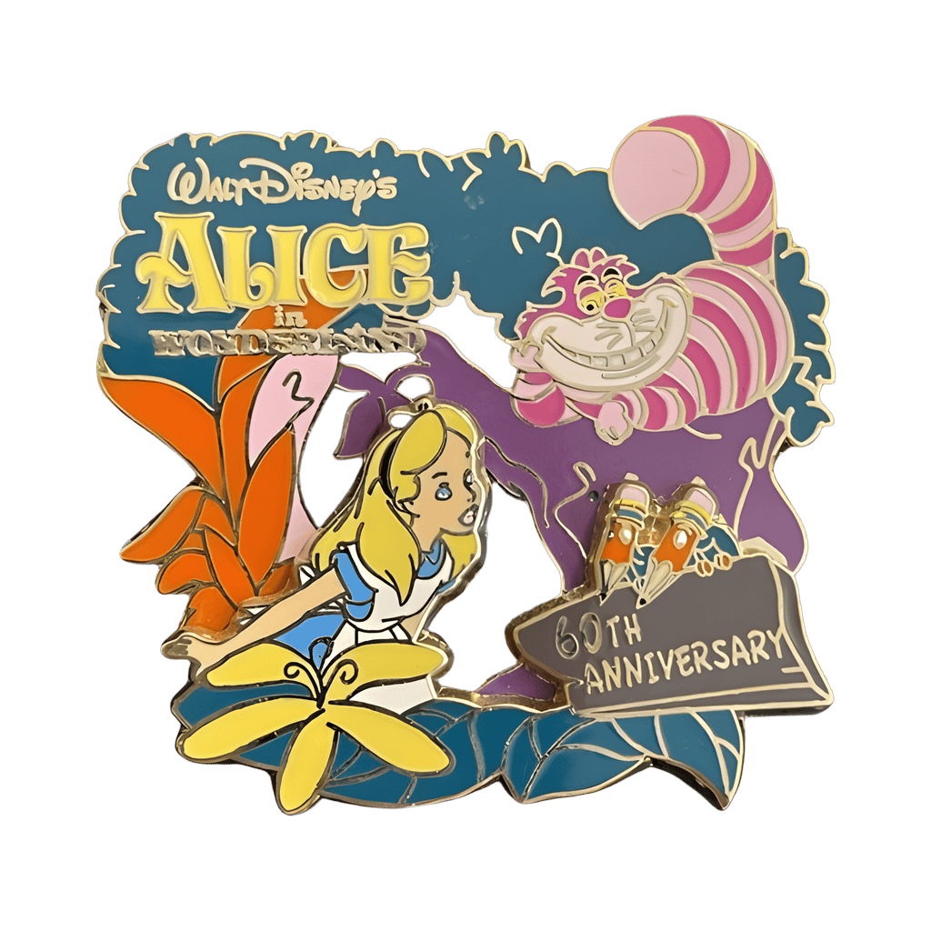 Alice and Cheshire Cat in Tulgey Woods Disney pin