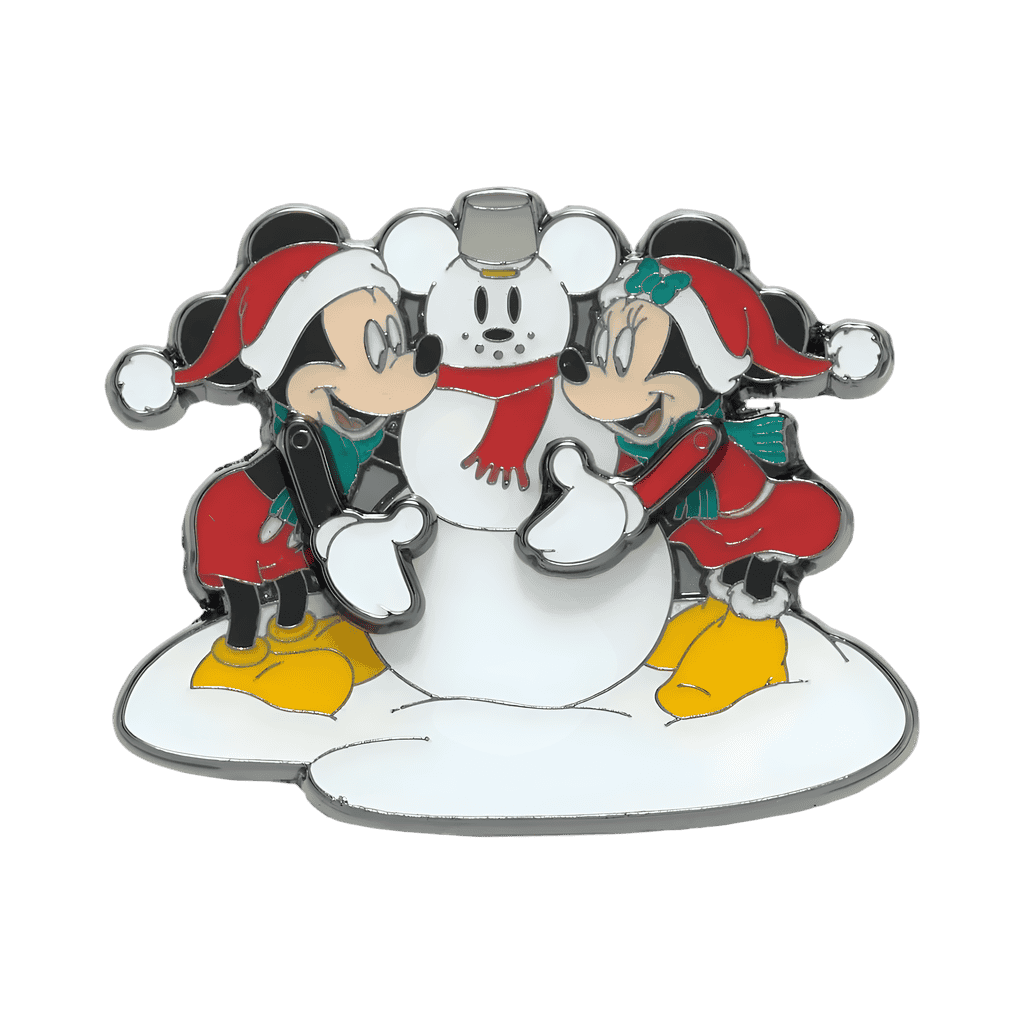 Mickey Mouse & Minnie Mouse Snowman Hinge Enamel Pin Disney pin