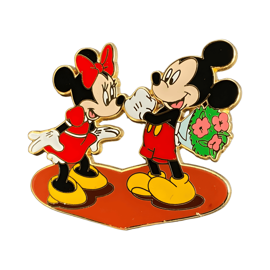 Mickey, With a Bouquet of Flowers and Minnie Celebrating Valentine's Day Disney pin