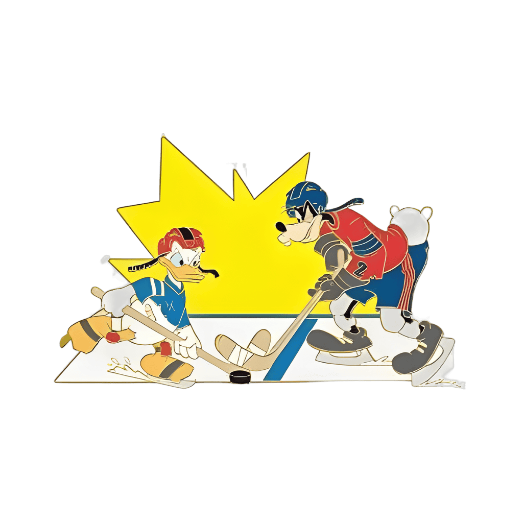 Goofy and Donald Playing Ice Hockey Disney pin
