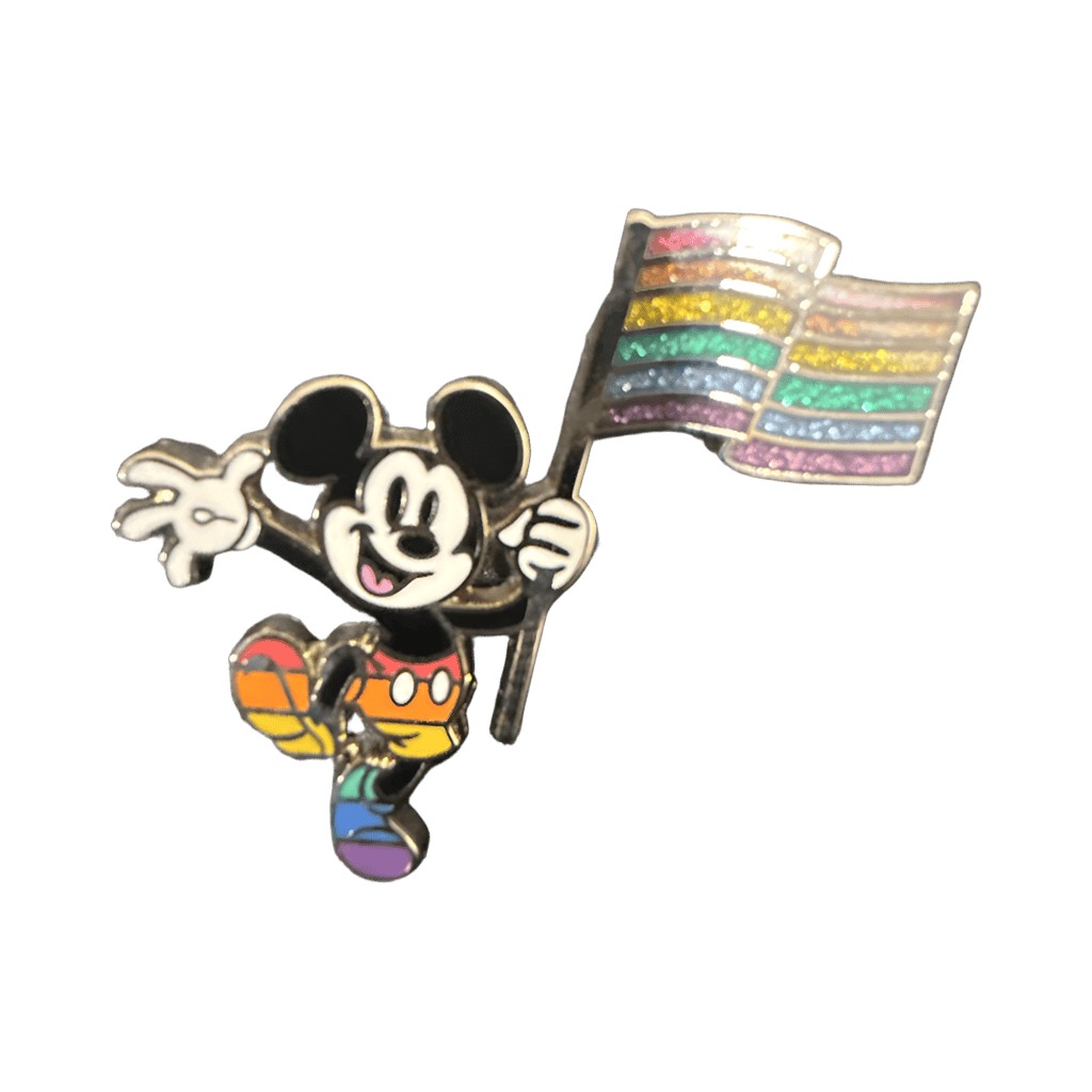 Mickey Mouse Flag Set - Mickey Waving Rainbow Glitter Flag Disney pin