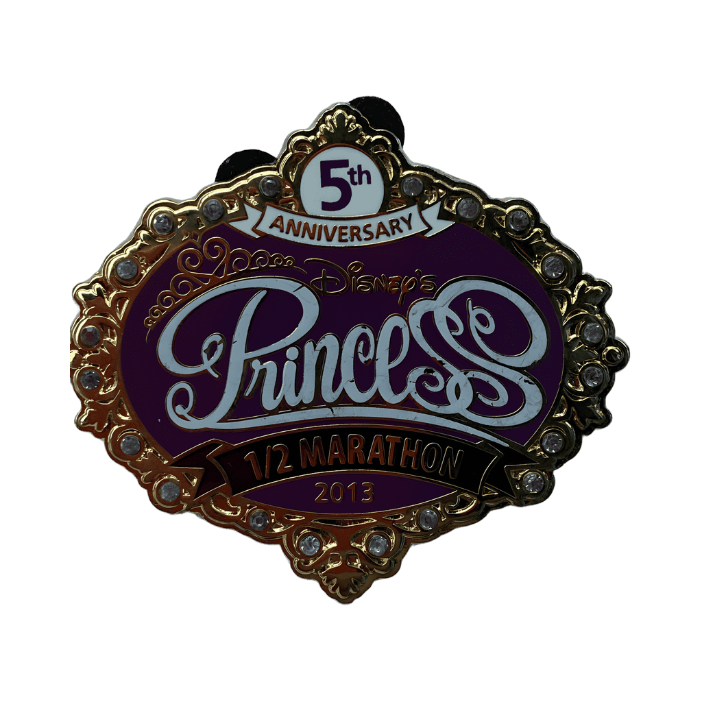 5th Anniversary Princess 1/2 Marathon with gems Disney pin