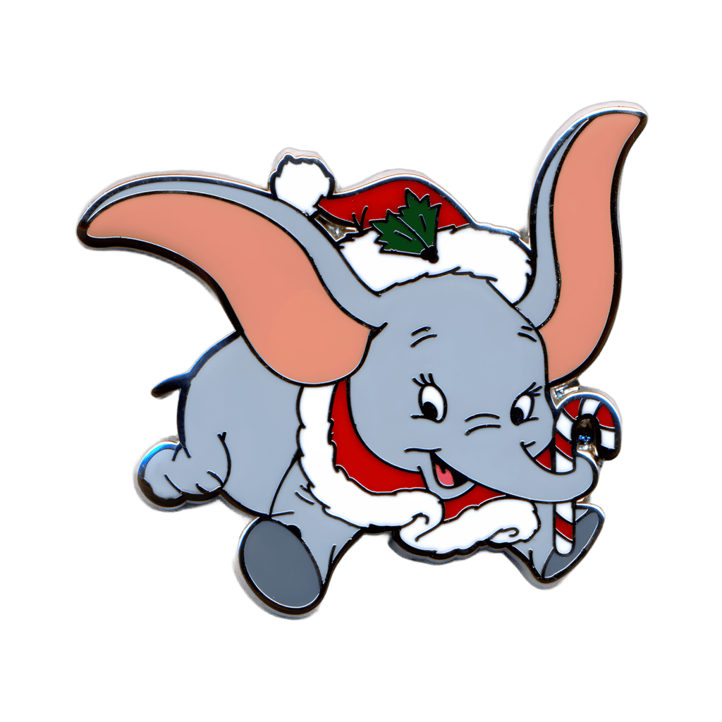 Dumbo flying wearing a Santa Hat & holding a Candy Cane Disney pin