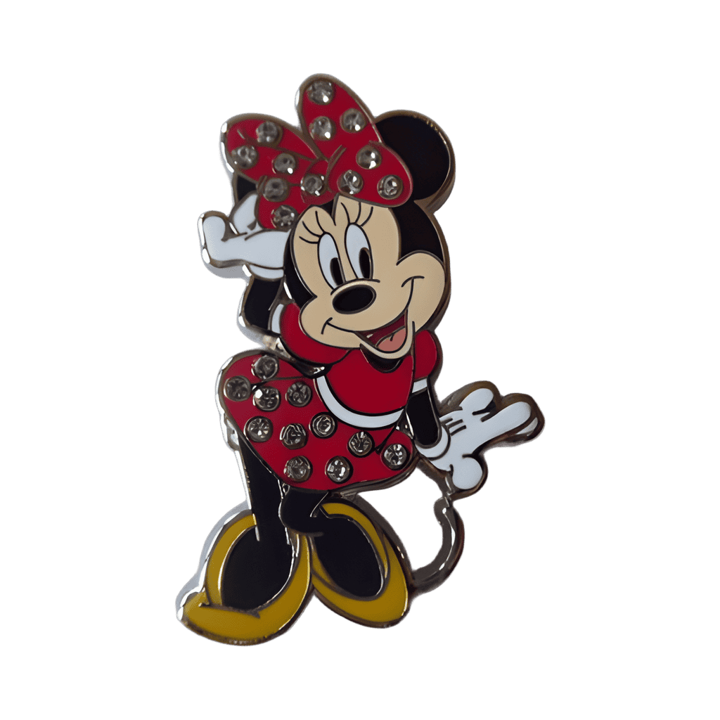 Jeweled Minnie Mouse Red and White Polka Dot Dress Posed Disney pin