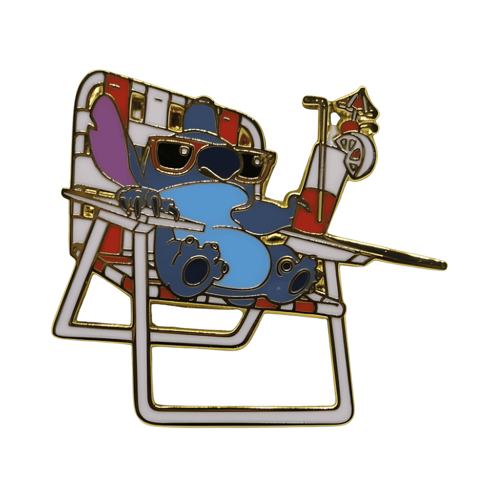 Stitch Sitting on Beach Chair - Holding Cold Drink - Wearing Sunglasses Disney pin