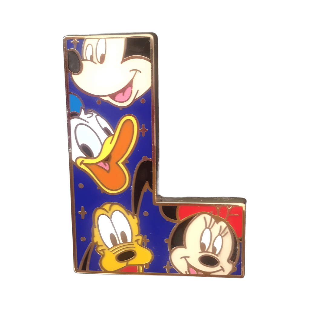 L Mickey, Donald, Pluto, and Minnie Disney pin