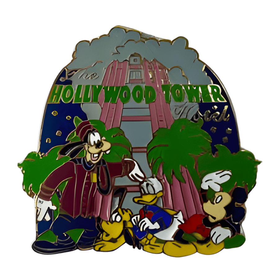 Mickey, Donald, Goofy and Pluto at the Hollywood Tower Hotel Disney pin
