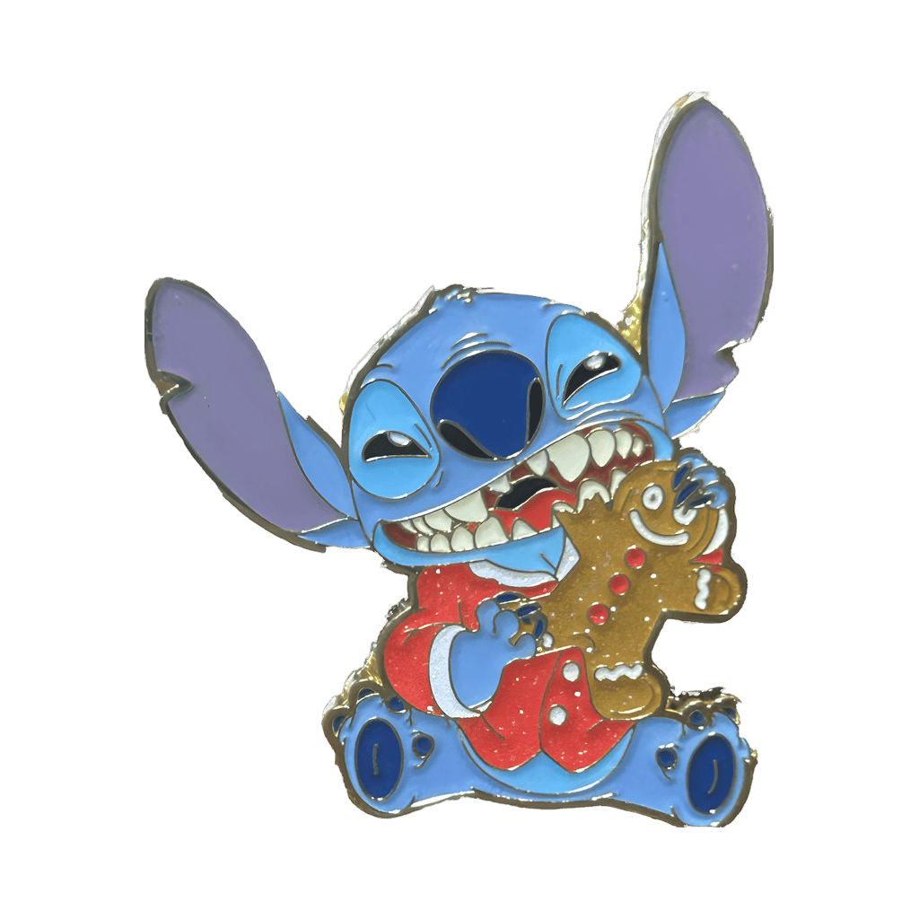Stitch eating a gingerbread cookie Disney pin