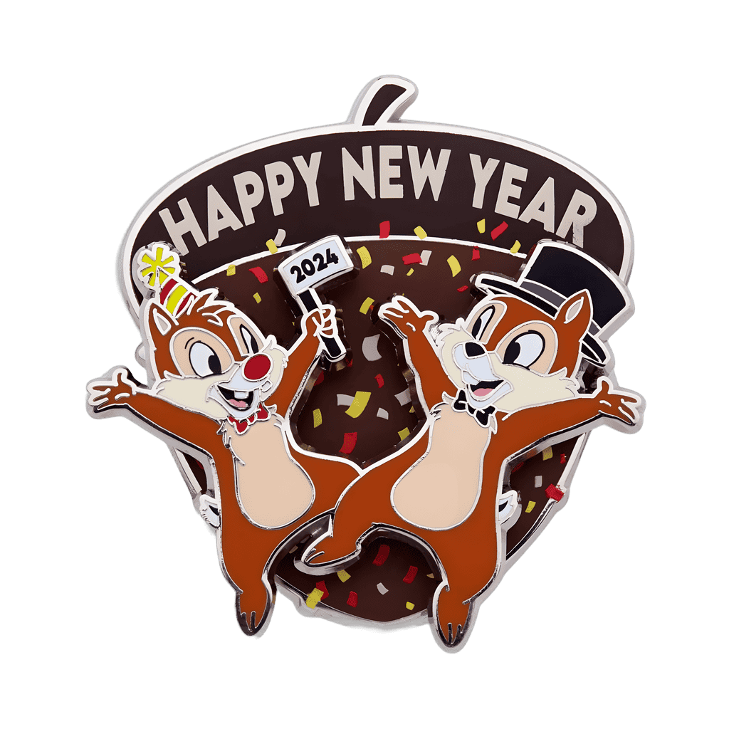 Happy New Year 2024 - Chip and Dale celebrating Disney pin