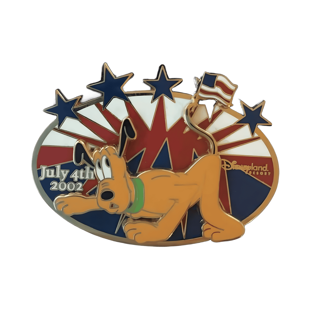 Pluto Holding Flag - Oval - Stars Disney pin