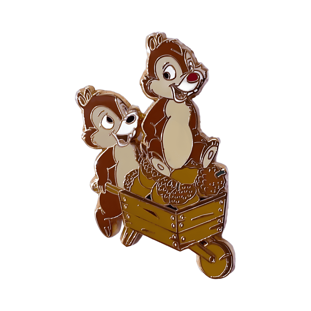 Chip and Dale Pushing a Wheelbarrow of Acorns Disney pin