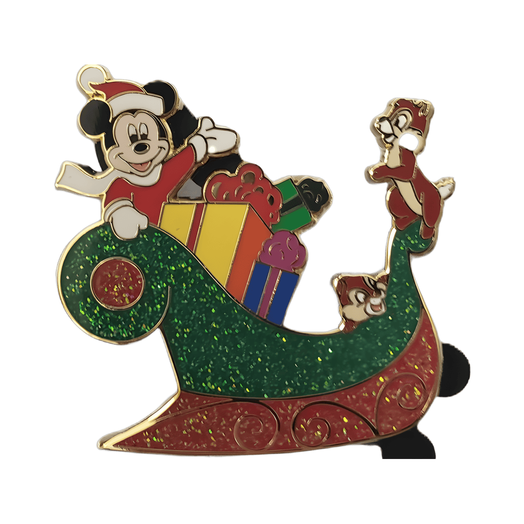Mickey Santa, Chip, and Dale in a Sleigh Disney pin