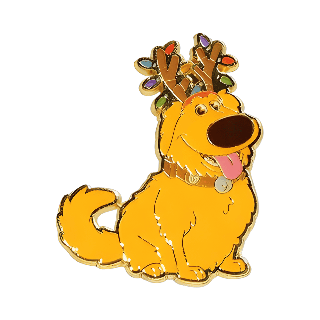 Dug with antlers and Christmas lights Disney pin