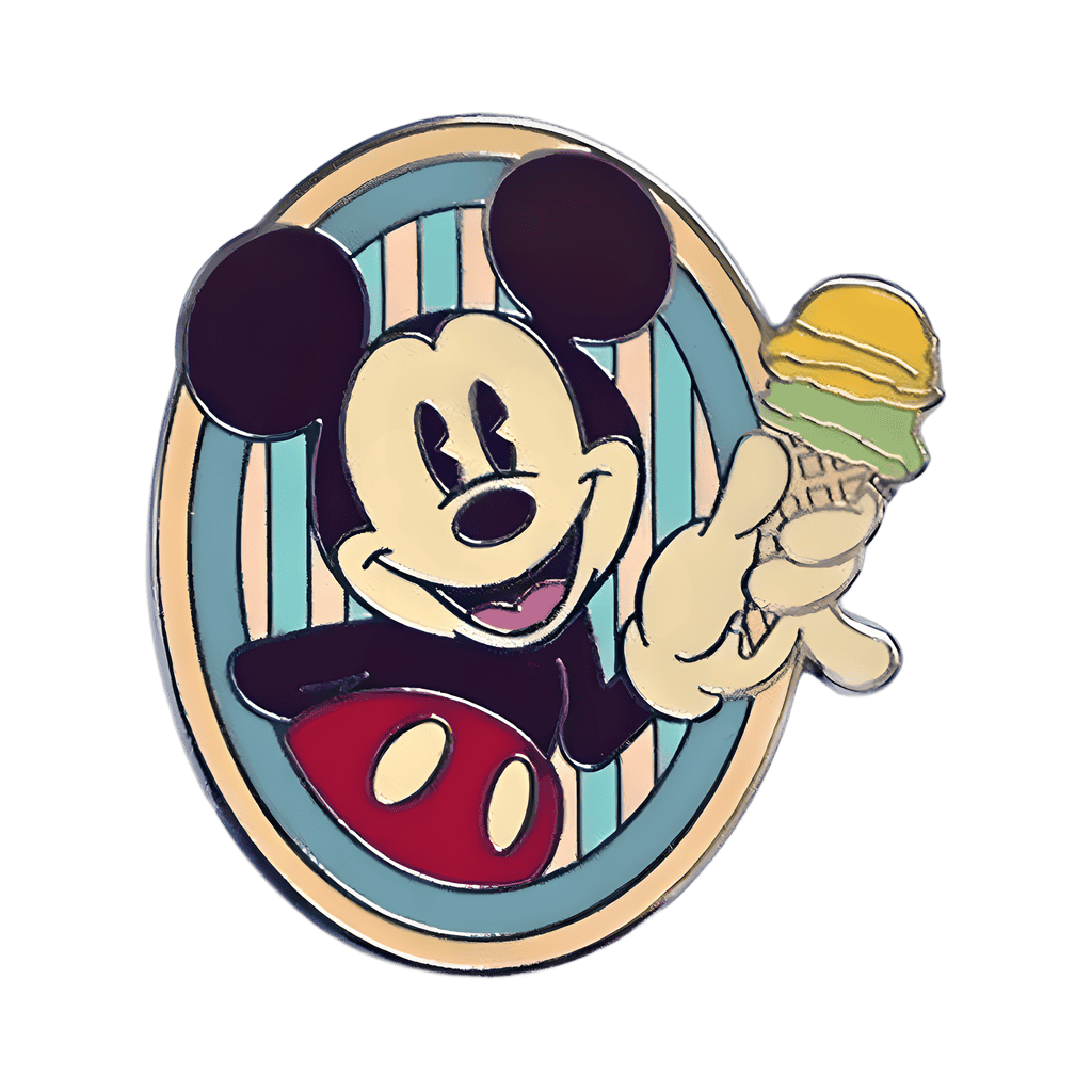 Mickey Eating Ice Cream in a Blue and Off White Oval Disney pin