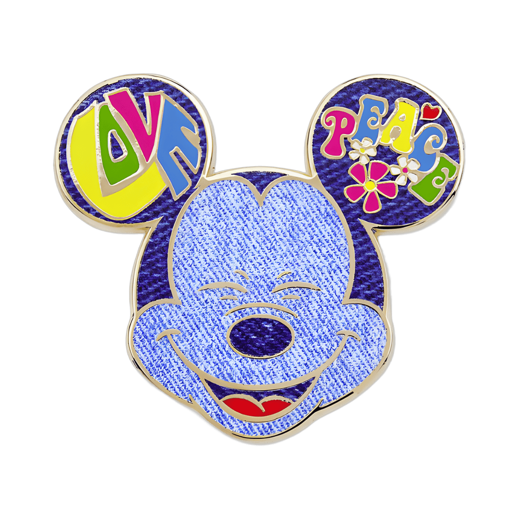 June Set - Love Peace Denim Mickey Head Disney pin
