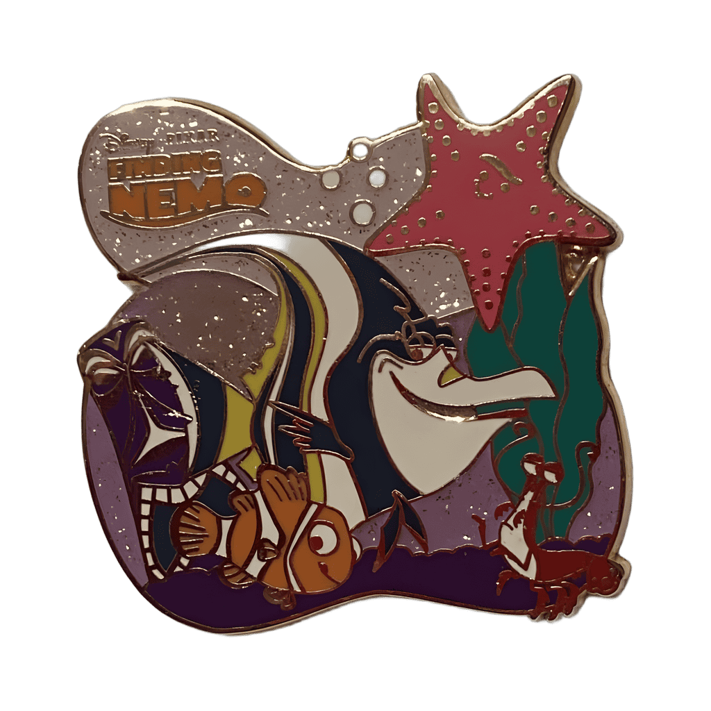 Gill with Nemo, Peach and Jacque in fish tank Disney pin