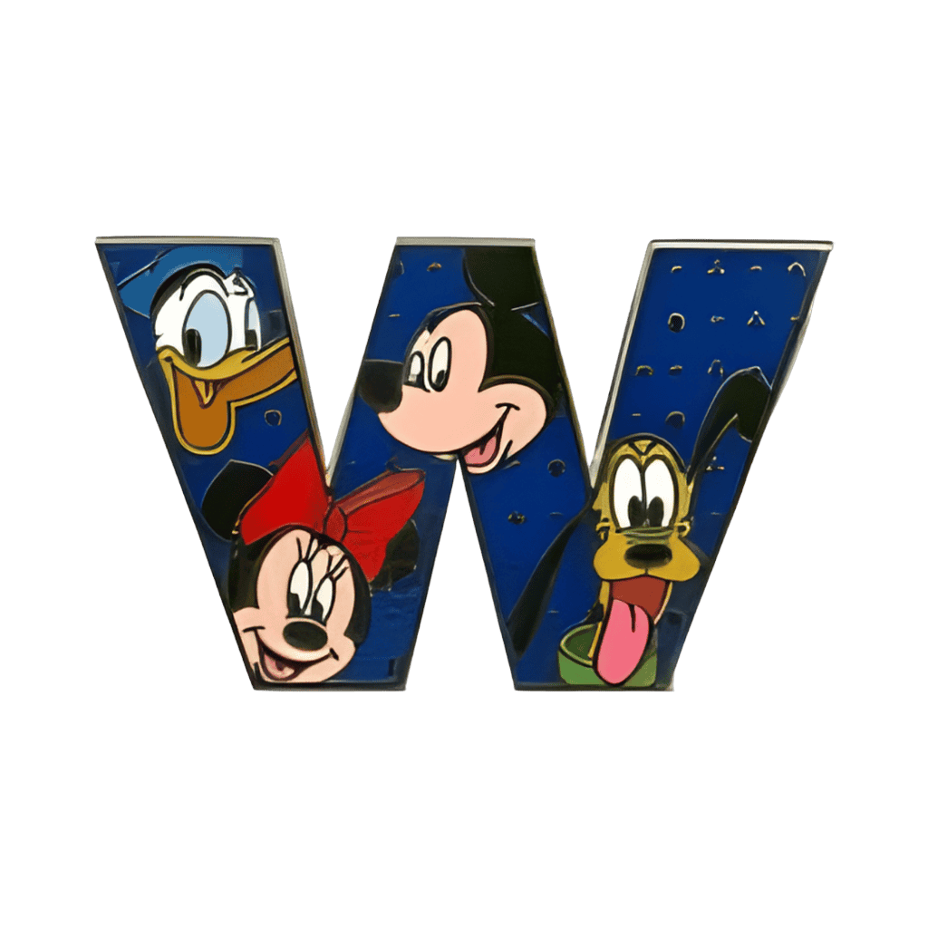 W Donald, Minnie, Mickey and Pluto Disney pin