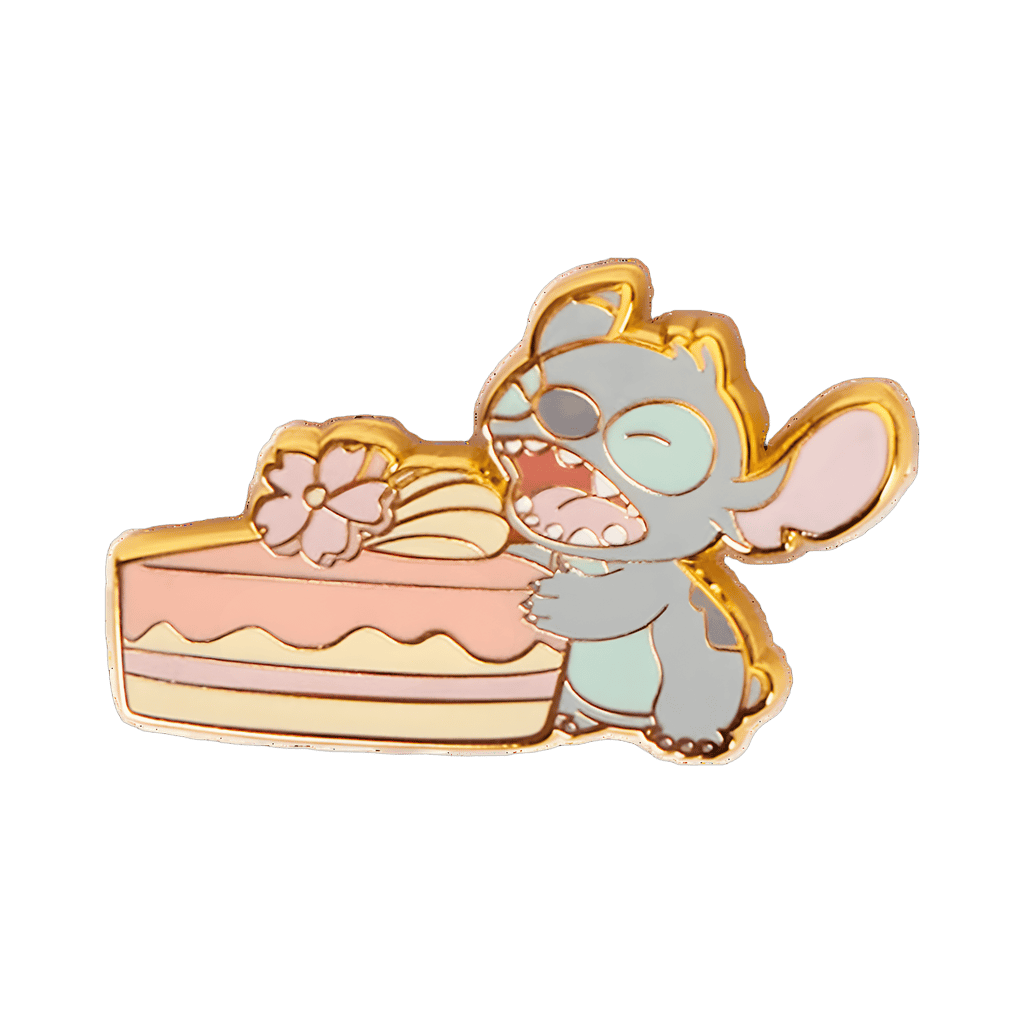 Stitch Eating Cherry Blossom Cake Slice Disney pin