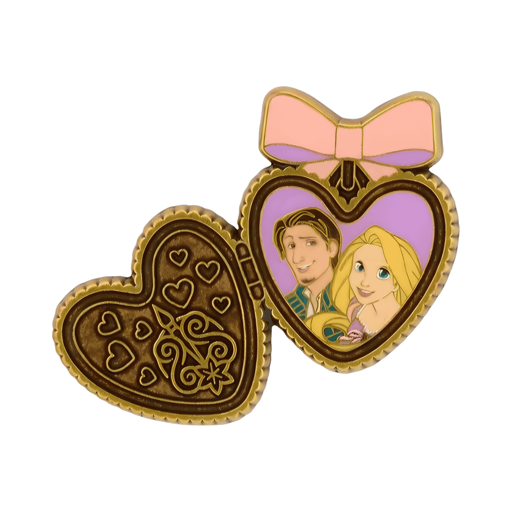 Rapunzel and Flynn heart locket Disney pin