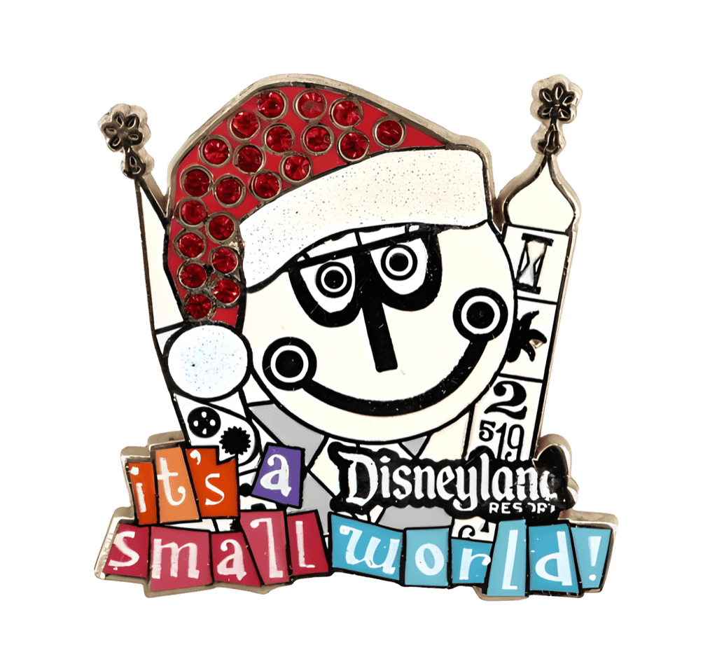 it's a small world Holiday - Jeweled Clock Face with Santa Hat Disney pin