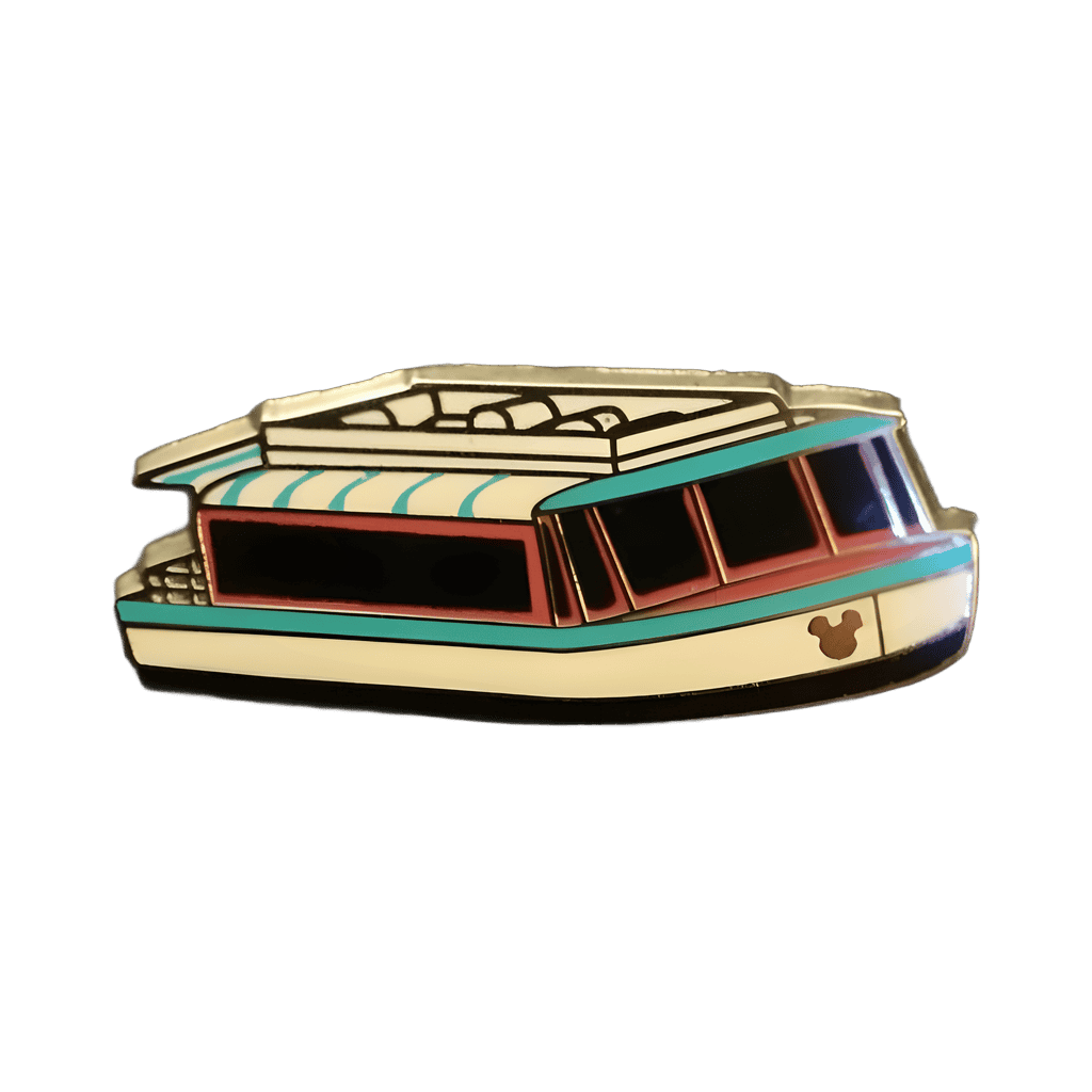 White with pink and light blue trim boat Disney pin
