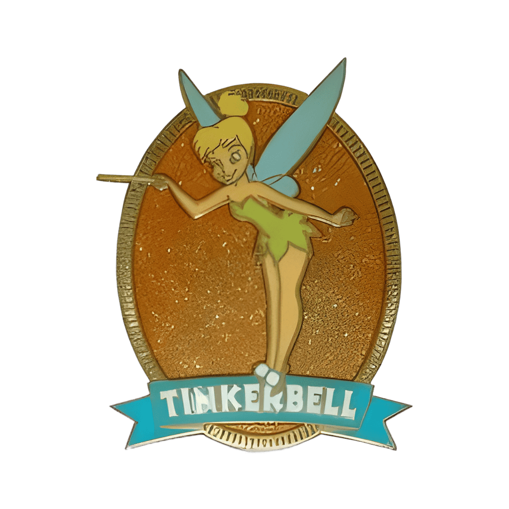 UK DS Tinkerbell Glitter Gold Oval Disney pin