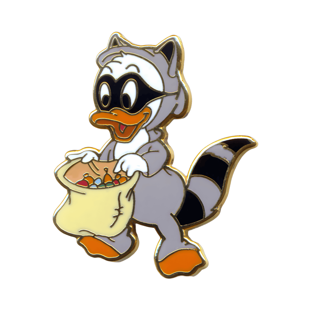 Dewey Duck dressed as Meeko raccoon Disney pin