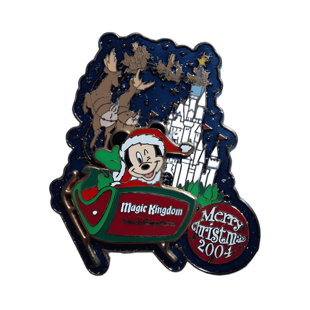 Mickey Mouse in Santa's Sleigh Flying Over Cinderella Castle Disney pin