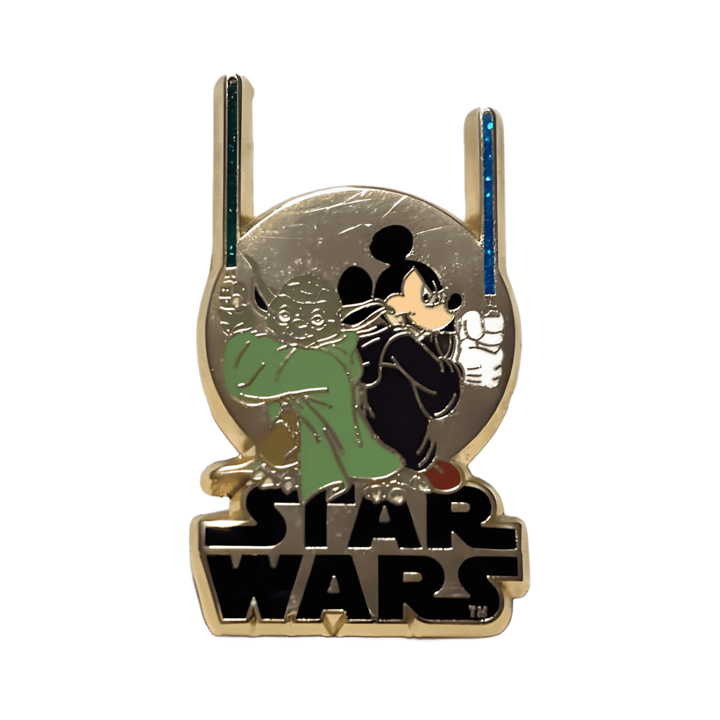 Yoda and Mickey with lightsabers Disney pin