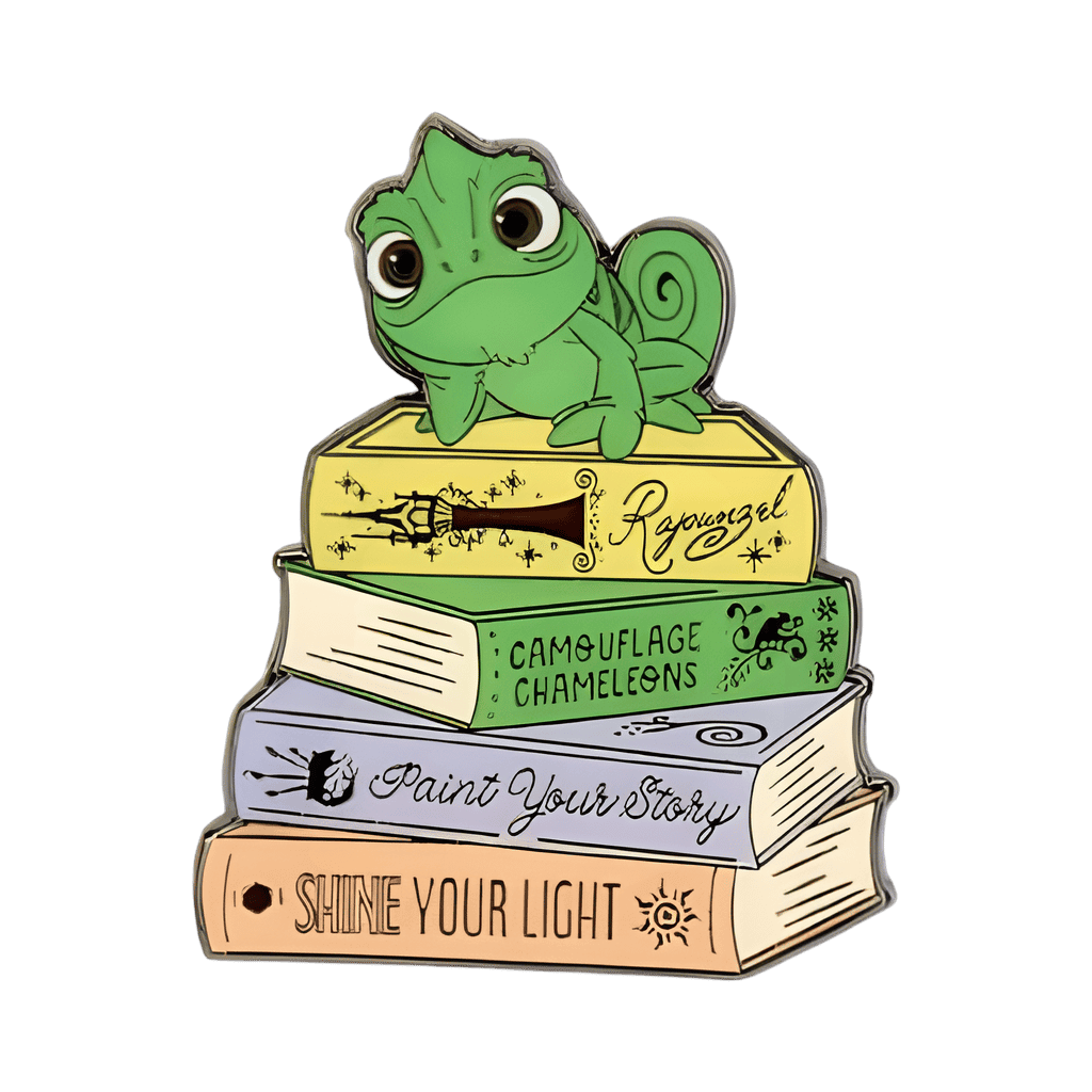 Pascal on Rapunzel Book Stack Disney pin