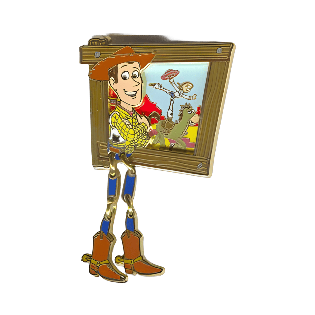 Woody looking on Jessie and Bullseye Disney pin