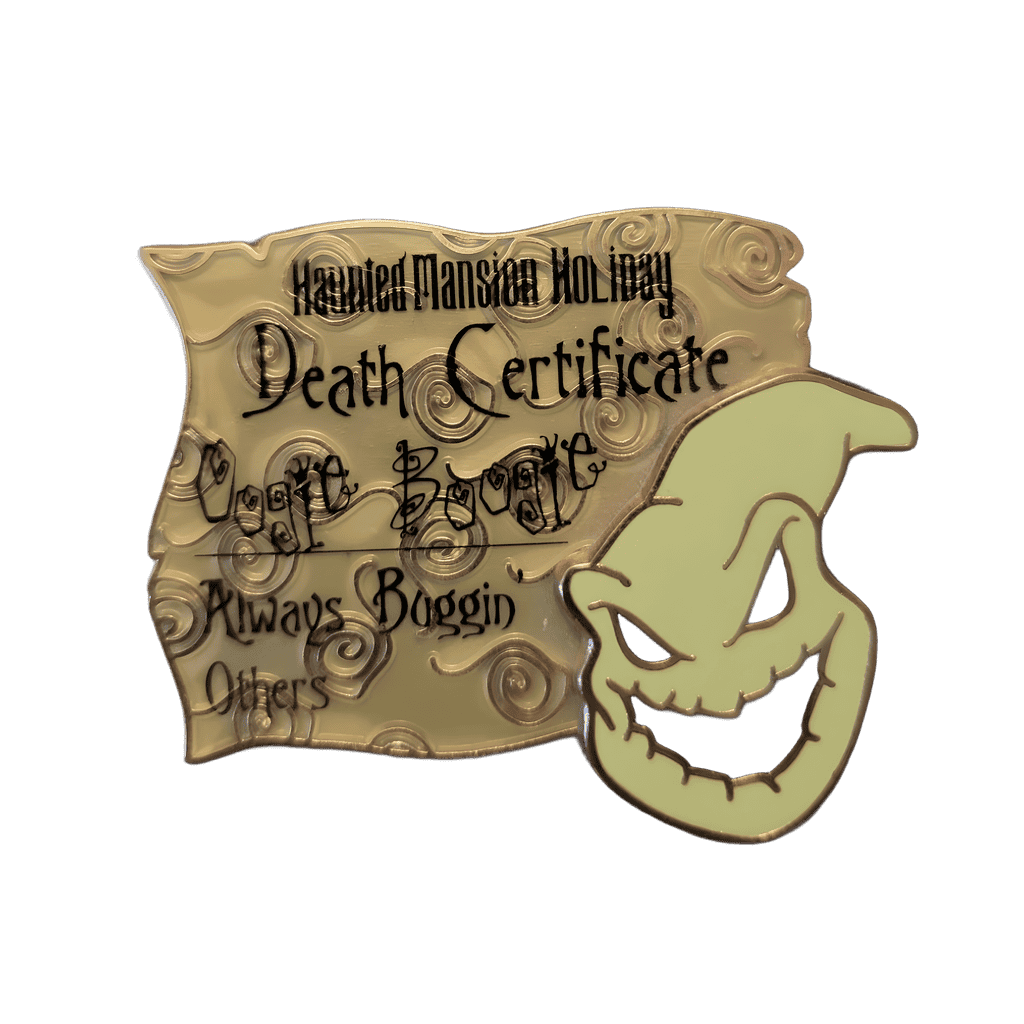 Oogie Boogie Death Certificate Disney pin