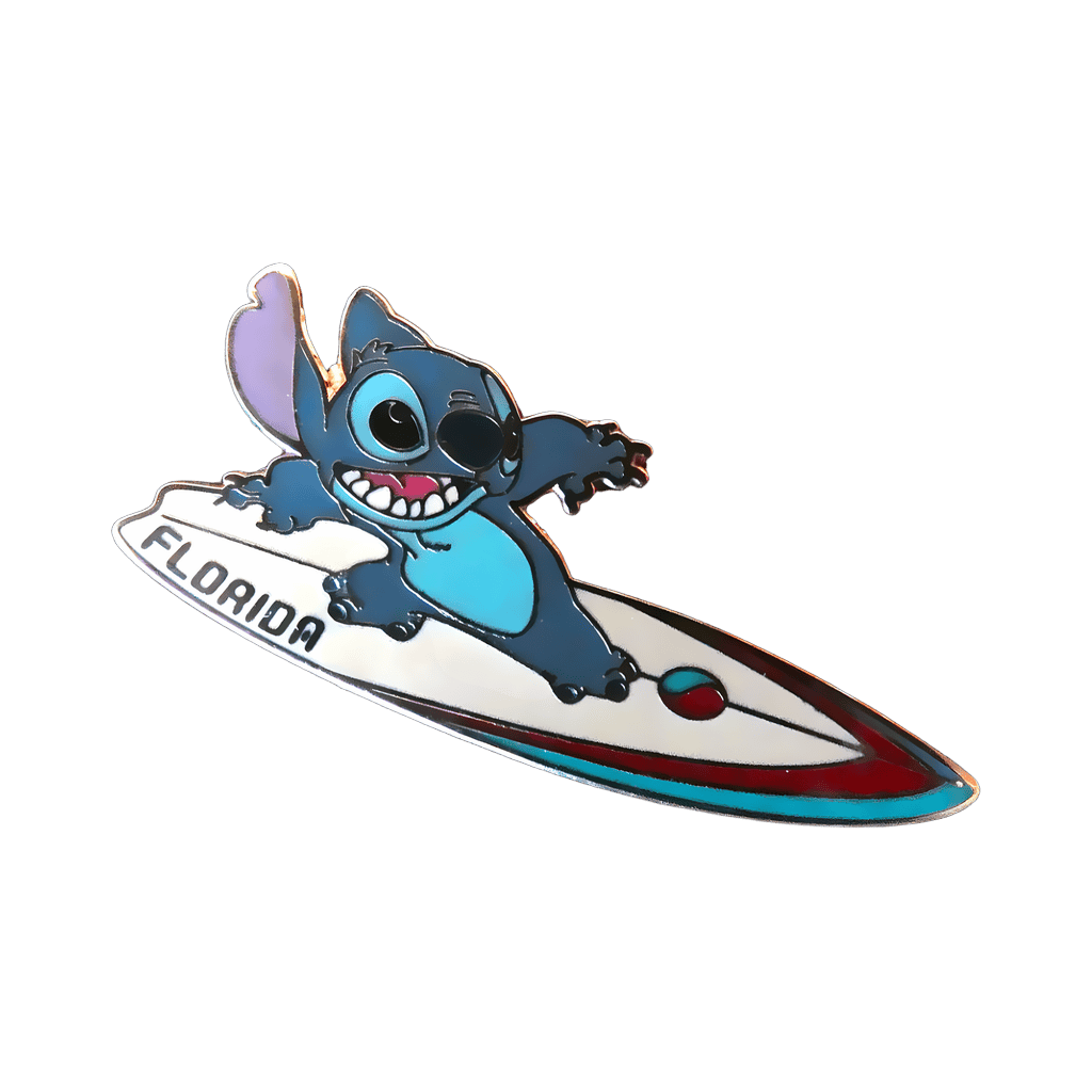 Stitch on Florida surf board Disney pin