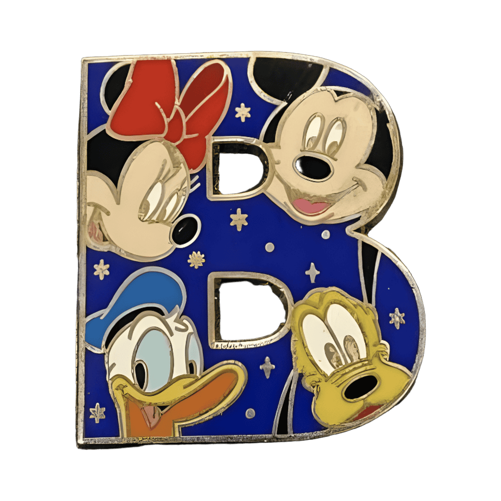 B with Minnie, Mickey, Donald and Pluto Disney pin