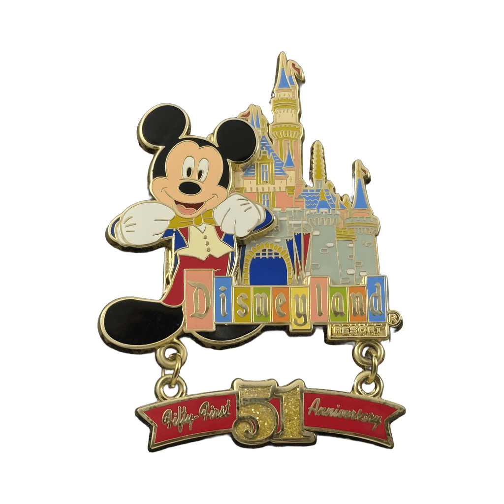 Disneyland 51st Anniversary Retro Dangle - Sleeping Beauty Castle Disney pin