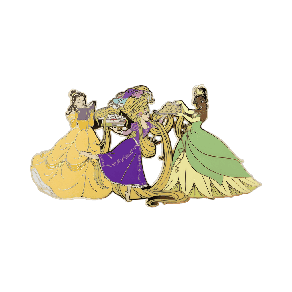 Princess Belle, Rapunzel and Tiana Jumbo Disney pin