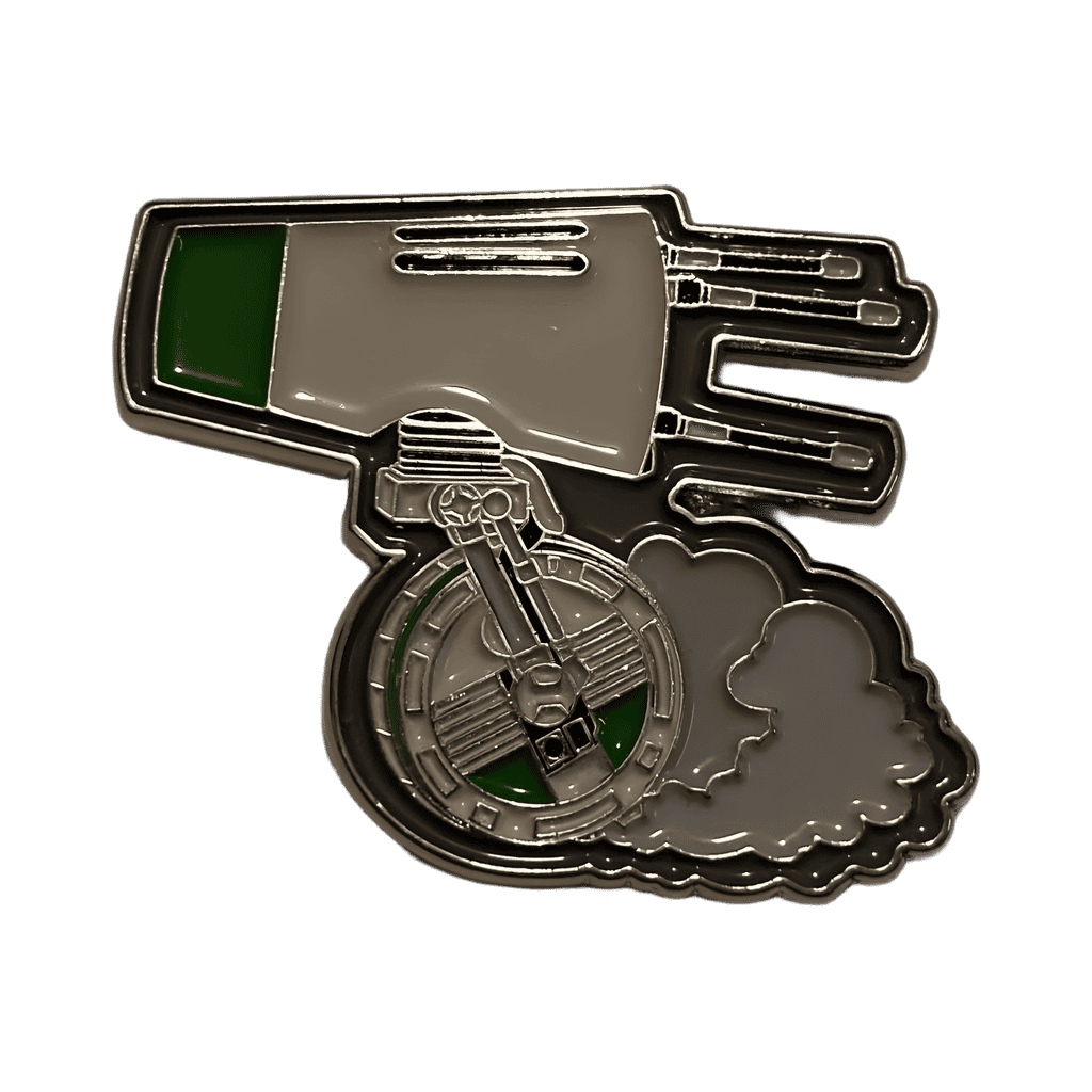 D-O Droid rolling fast with cloud of dust Disney pin