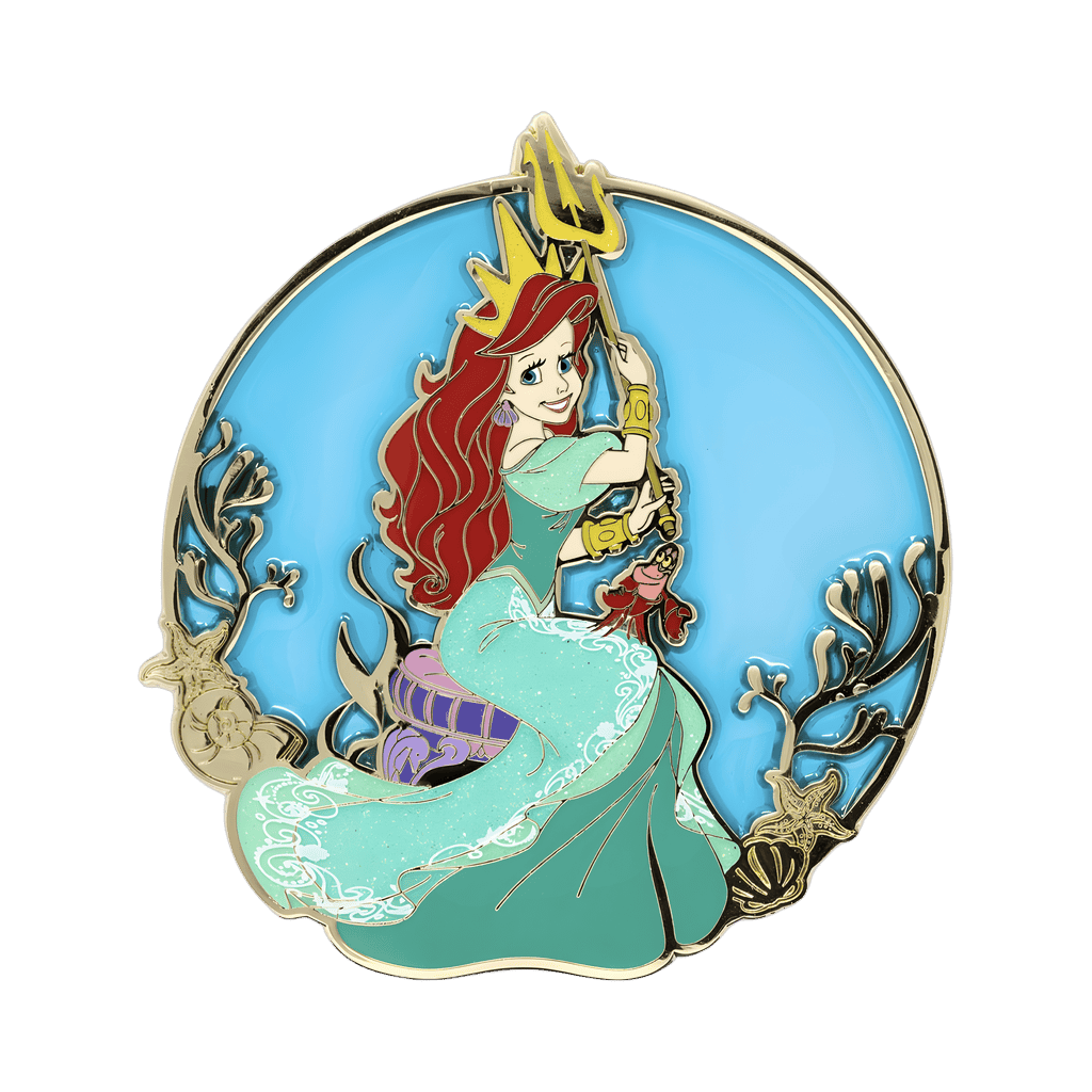 Ariel with Trident Under the Sea stained glass Disney pin