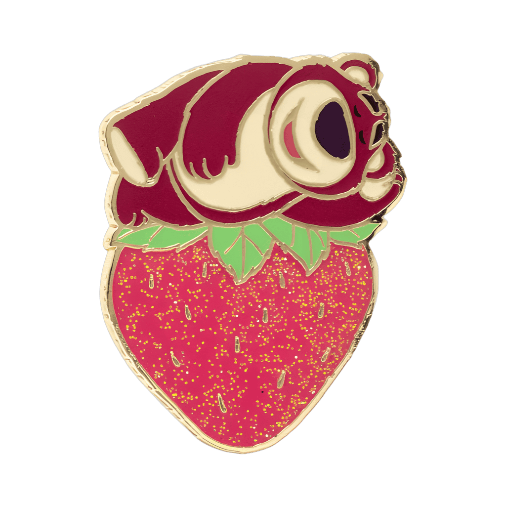 Lotso sleeping on glitter strawberry Disney pin