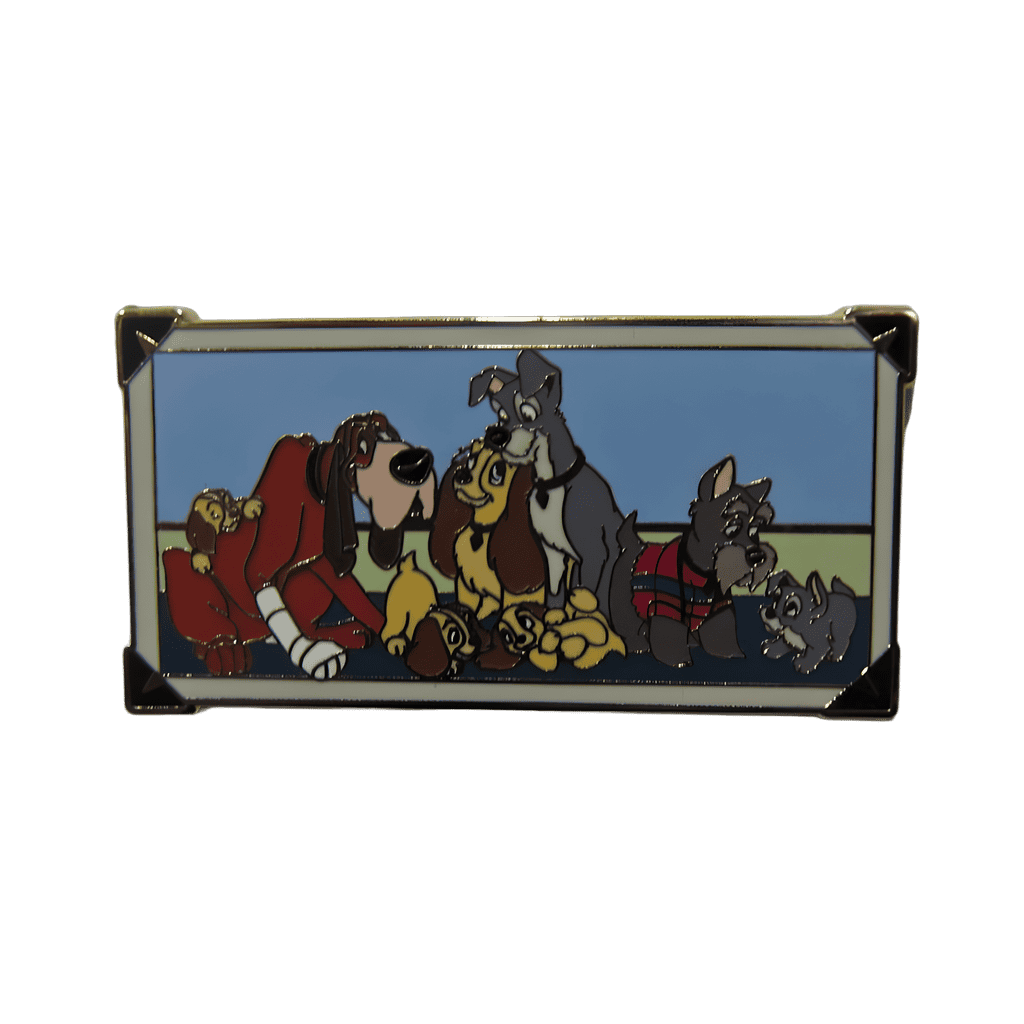 Family portrait Lady, Tramp, Jock, Trusty and puppies Disney pin