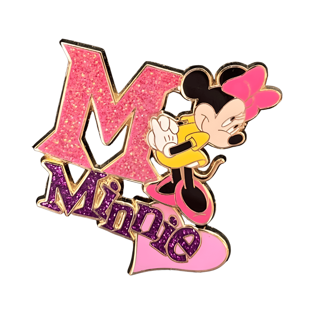 Glitter Monogram Letter M Minnie Disney pin