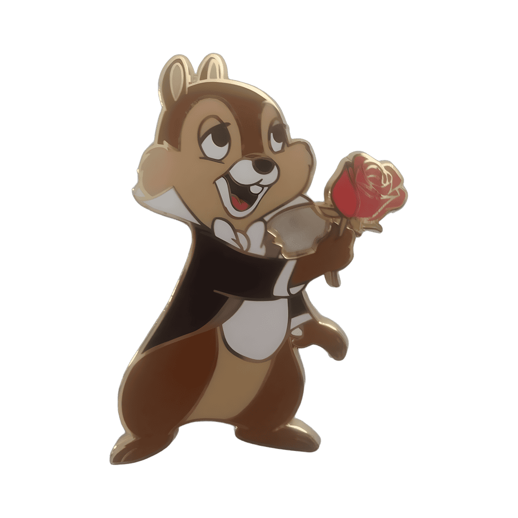 Chip wearing a Tuxedo with a Rose Disney pin