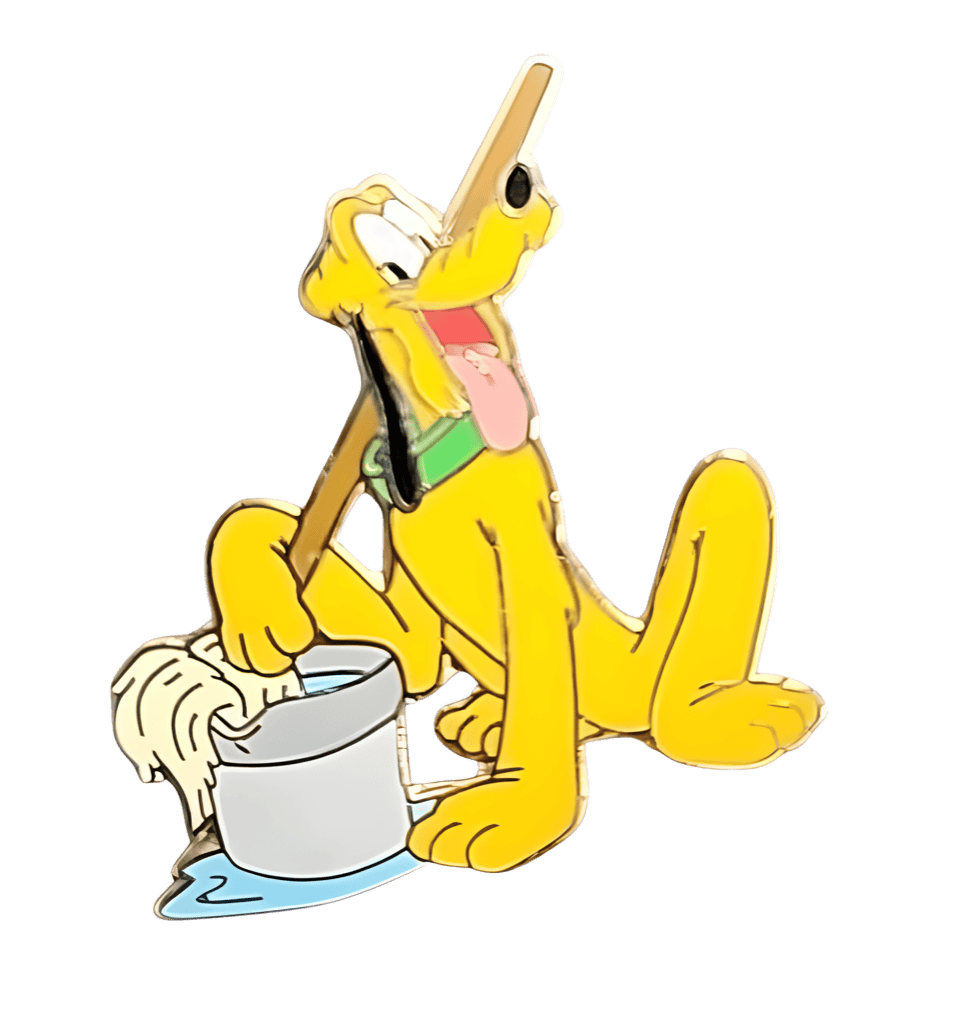 Pluto with Mop Disney pin