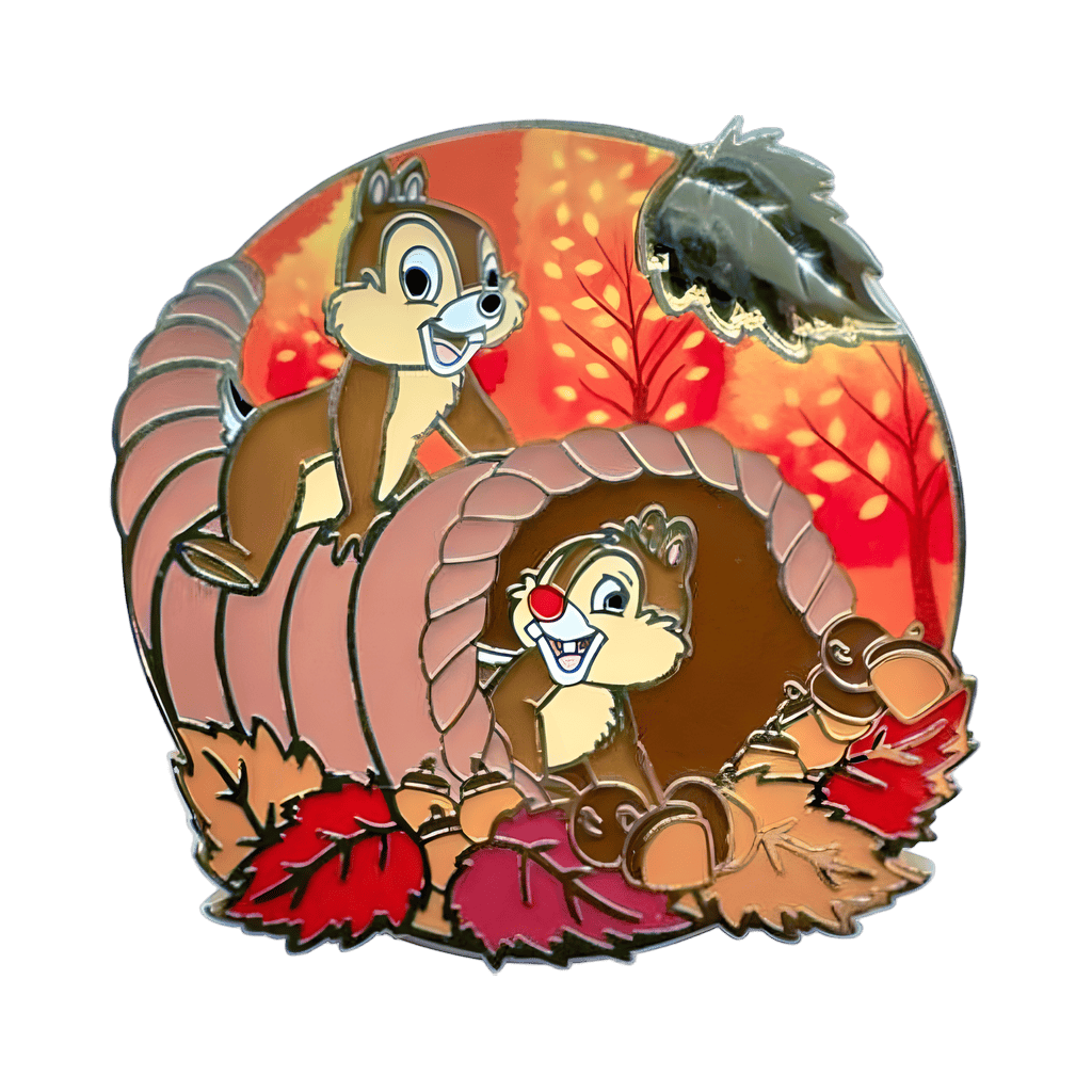 Chip and Dale with Cornucopia in Fall Leaves Disney pin