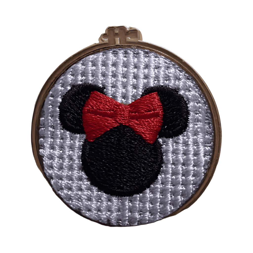 Embroidered Minnie Mouse Cross Stitch Disney pin